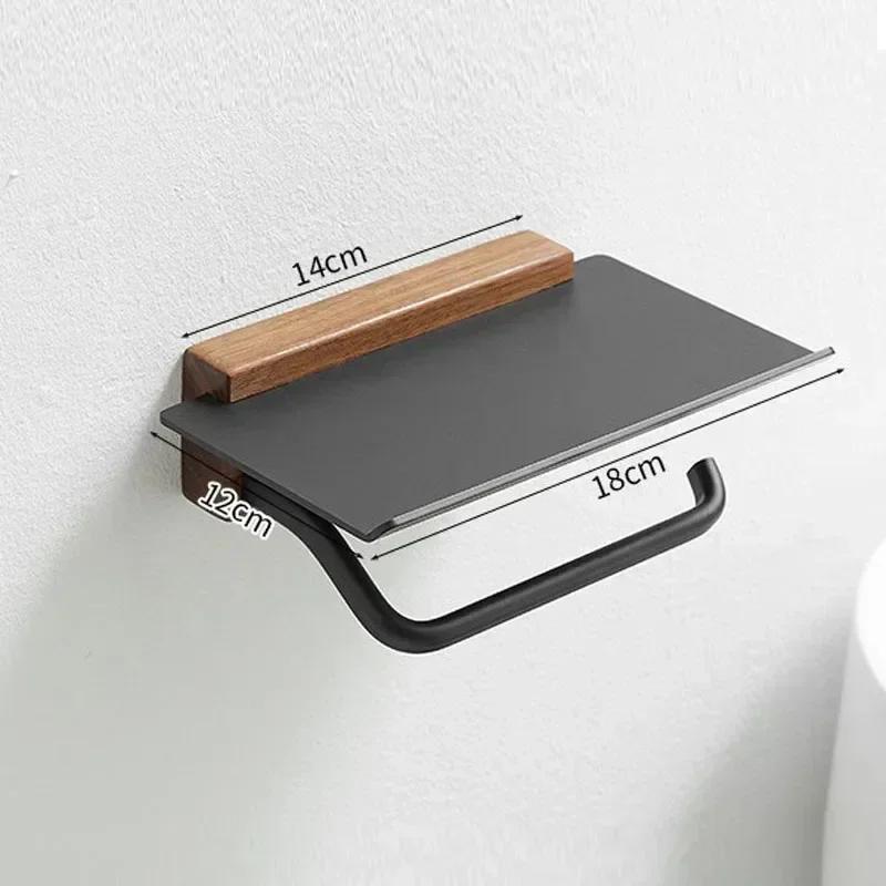 Wood Toilet Paper Holder Bathroom Wall Mount WC Paper Phone Holder Shelf Towel Roll Shelf Accessories Roll Holder Rolling paper