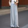 Women's Summer Linen Blend Belted Wide-Leg Pants