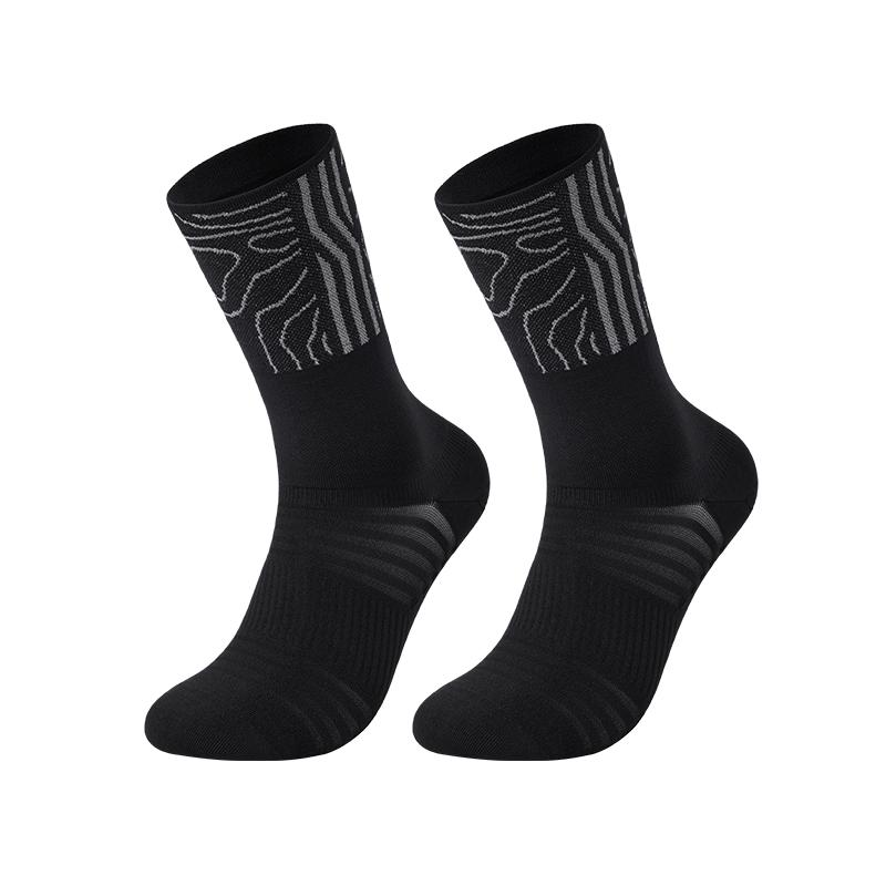 Keep Reflective Sports Socks Antibacterial Odor-Resistant Breathable Non-Slip Basketball Running Socks Unisex Badminton Black L