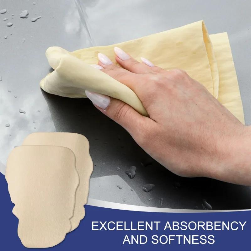 2pcs Natural Deerskin Free Shape Clean Leather Cloth Car Car Home Motorcycle Washing Care Dry Cleaning Towel Super Absorbent