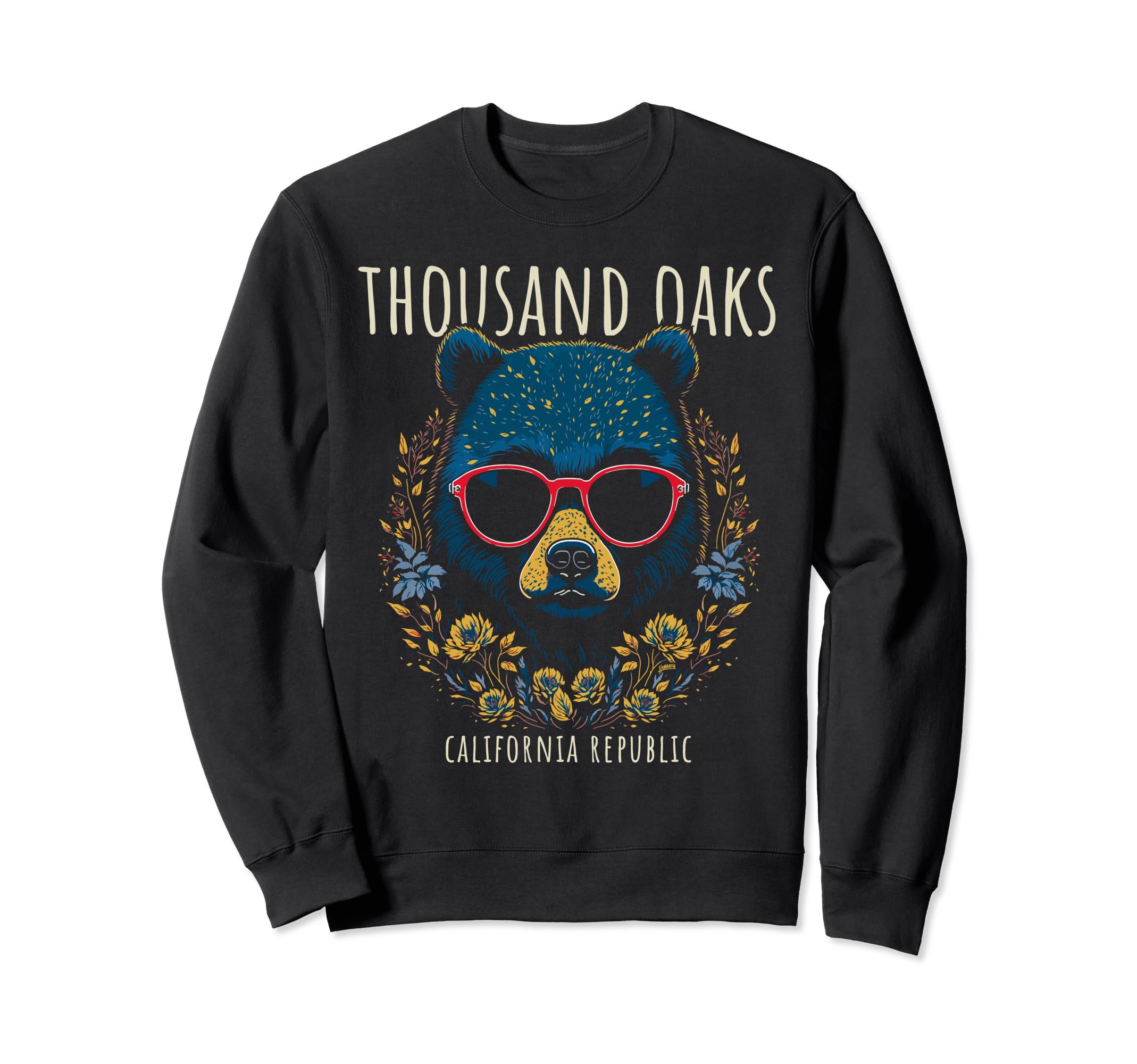 

Thousand Oaks CA Fun Bear with Glasses Flower Design Sweatshirt