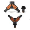 1set 3Pc 2-Way Car Wash  Water Splitter 3/4" To 25mm Hose Quick Connector Y Type Adjustable Switch Water Controller Valve