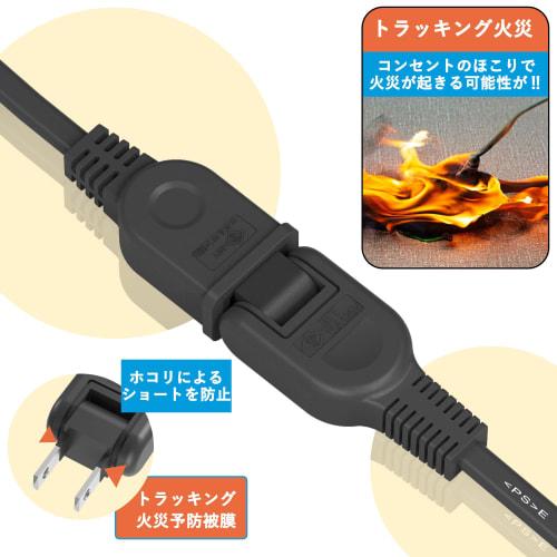 KIMOC Extension Cord 3m Black 1 Port 15A 125V 1500W Power Cable 3m Outlet 1 Port 180 Degree Swing Plug Power Tap 3m Fire Prevention Insulated Cap Incl