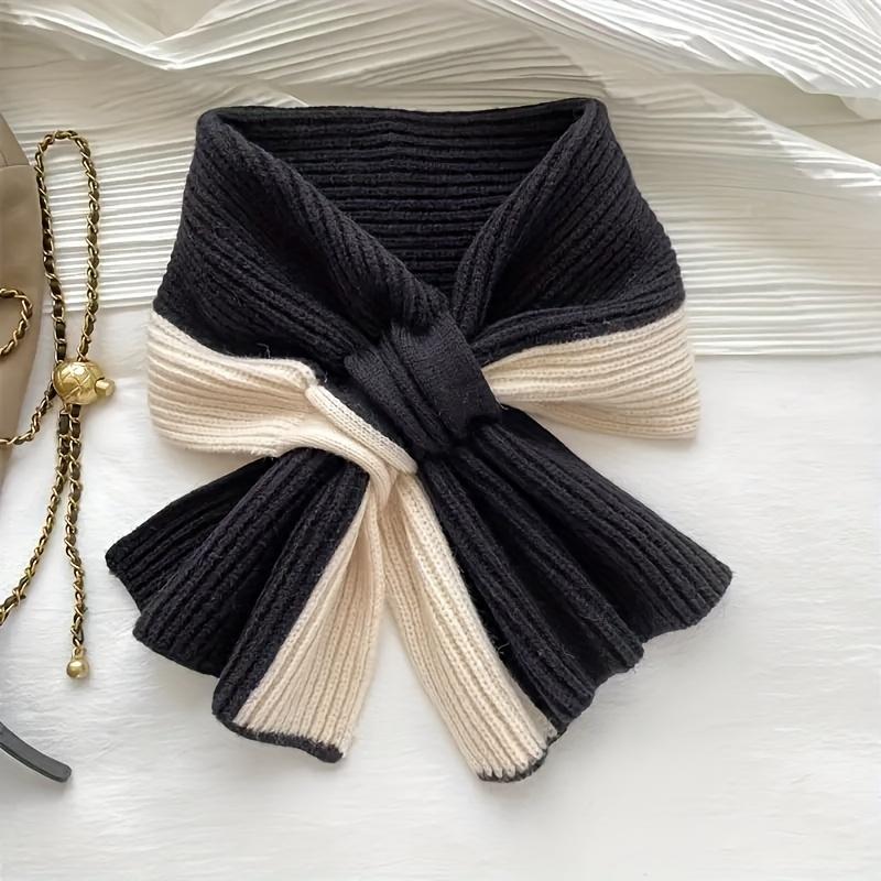 

Elegant color-blocked cross scarf for ladies - winter fashion silk scarf, warm and stylish scarf, birthday gift