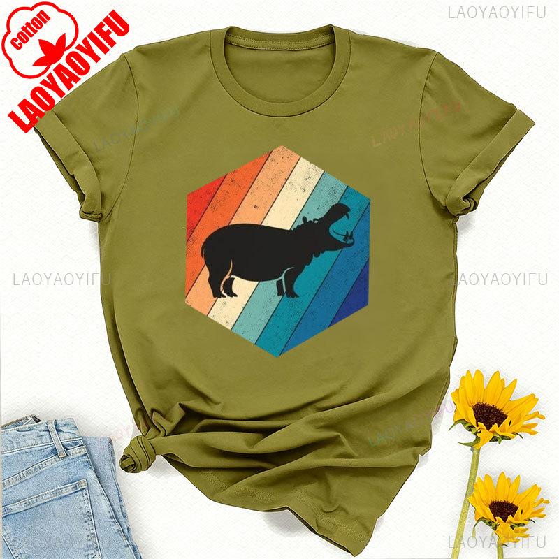 Funny Hippopotamus Vintage Cute Hippos Costume Gift Funny African Wildlife Animals Lover Zoo Trip Birthday Party Present Tshirt