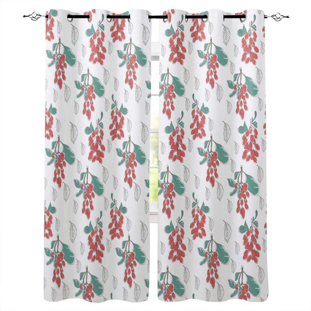 Yellow Fallen Leaves And Fruits Home Decor Window Curtains Bedroom Kitchen Curtain Panel Curtains for Living Room