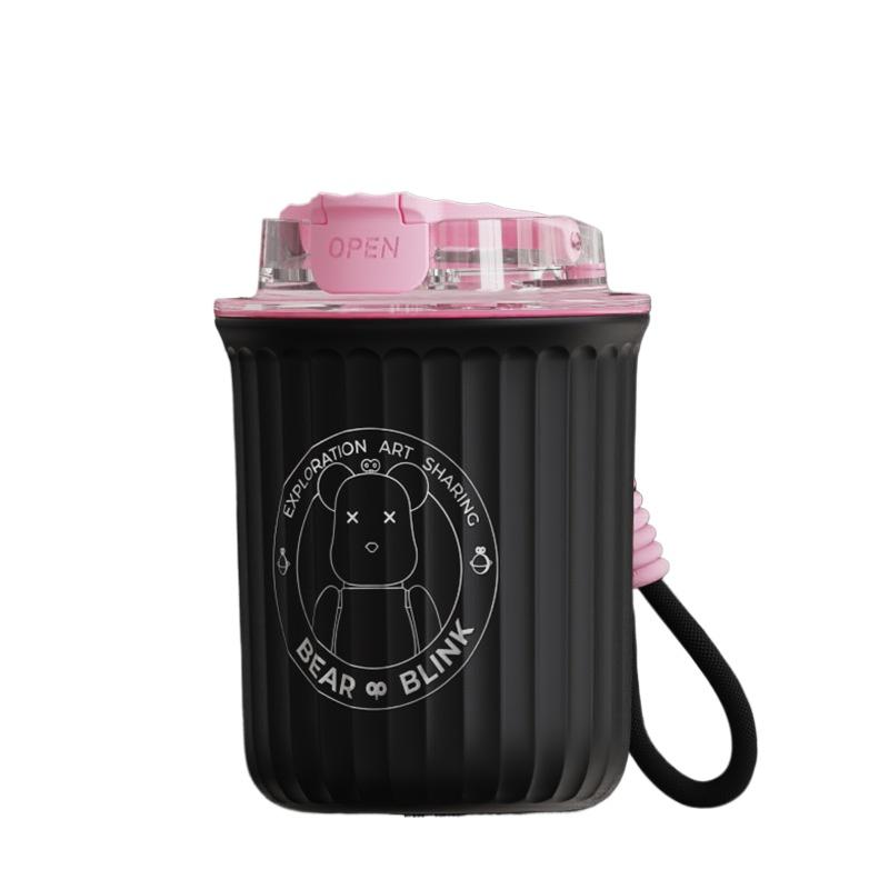 Paar einfache und tragbare Doppel Trinkhalm Kaffeetasse Student Reisen Schlafsaal Keramik Innentopf Thermoskanne