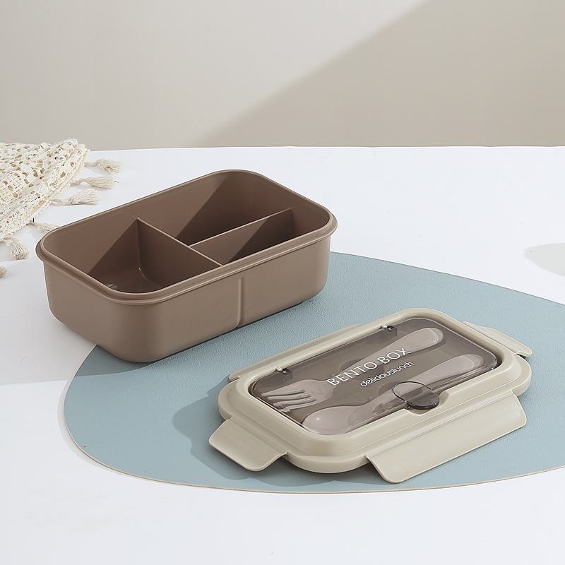 Lunchbox aus Edelstahl im nordischen Stil mit Gabel und Löffel, mikrowellengeeignet