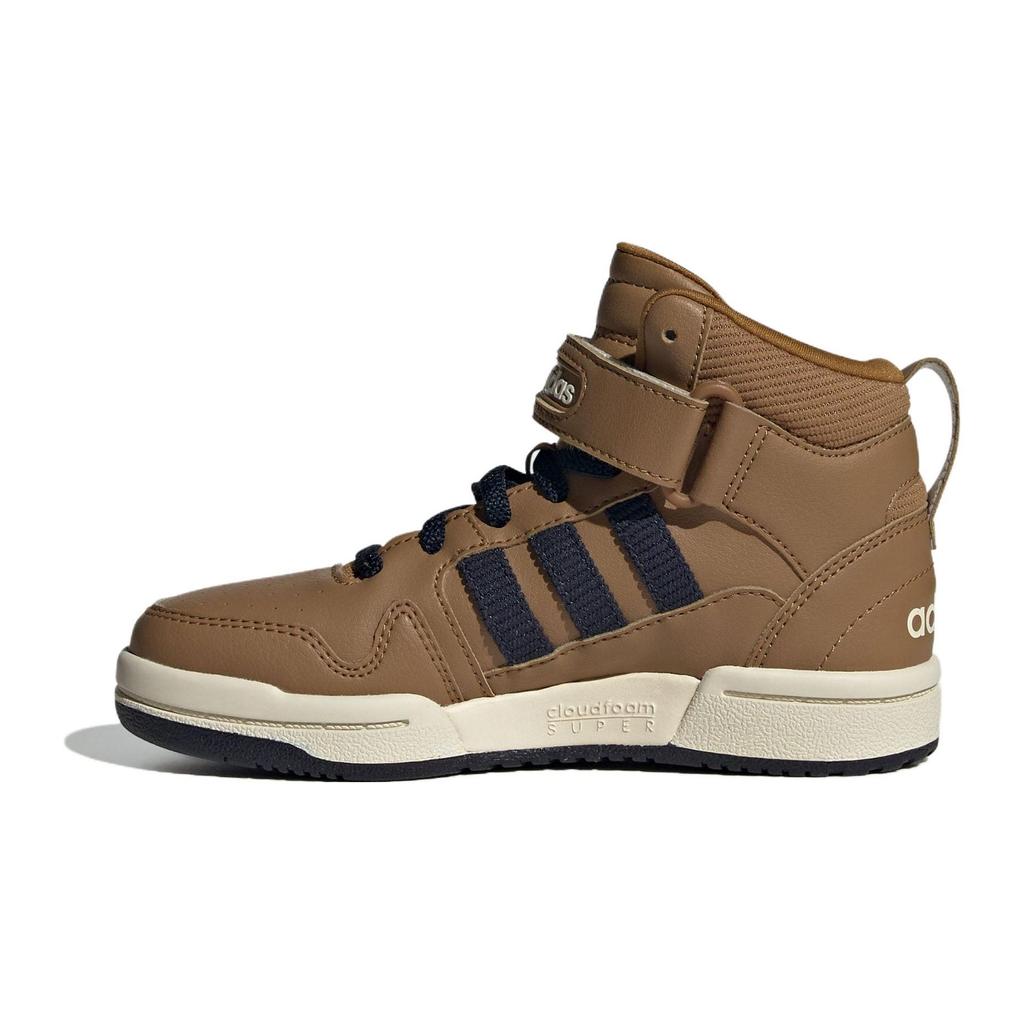 Adidas Postmove Leather Comfortable Versatile Mid-Top Kids Skate Shoes Kids Sneakers Brown Black ID1146