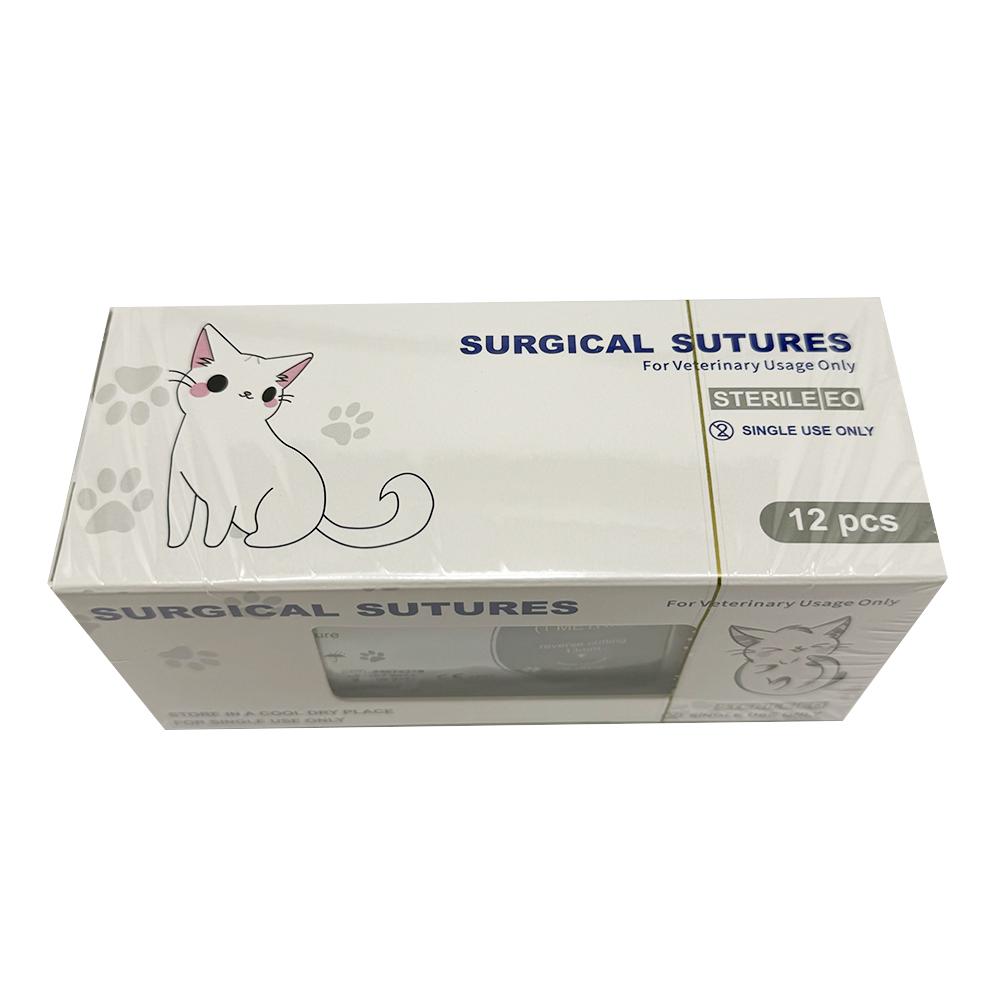 12pcs Pet Specific PDO 3/8 Circle 90CM With Needle 2/0 3/0 4/0 5/0 round bodied / reverse cutting Animal Cat Dog Pet Care Room 3