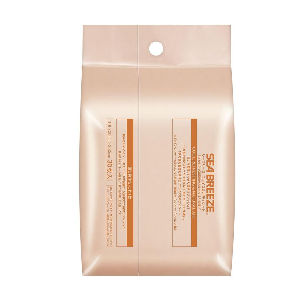 Seabreeze Seabreeze SEA BREEZE Face Body Sheet N Soap 30 sheets x 3 Bonus Large size Whole body Face Sweat Dirt Comfortable Sebum Shine Menthol