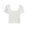 Square neck short-sleeved T-shirt women's summer new American Spice Girl solid color slim-fitting and thin bottoming top