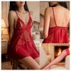 Sex Underwear Sexy Free Large Size Light Luxury Sweet Mesh Deep V Suspender Nightdress Lace Robe Uniform Women