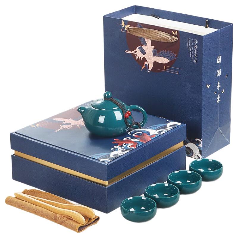 Xiaoyueya Retro Ceramic Tea Set - 1 Pot, 4 Cups