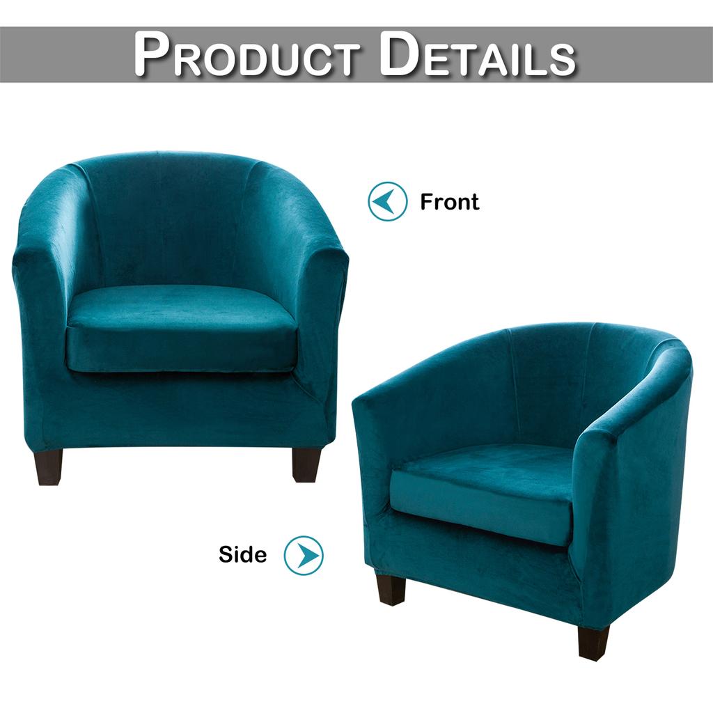 Velvet Tub Chair Slipcover Pub Club Sofa Fitted Single Armchair Covers Accent Chair Protector Stretch Barrel Chair Slipcovers