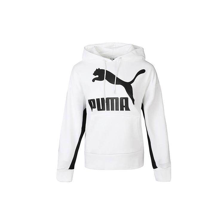 (WMNS) PUMA Classics Logo Hoodie  White Black  Women s 599197-02 S