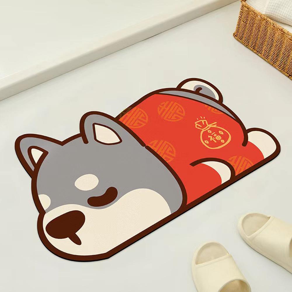 

Диатомитовый Простой Милый Бытовой Коврик для Ванной Комнаты Туалета Мягкий Придверный Коврик Мультяшный Водопоглощающий Нескользящий Коврик для Ног 40X60CM