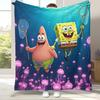 Funny S-SpongeBob Patrick Star Cartoon Flannel Blanket,Ultra Soft Warm Plush Throw for Home Bedroom Bed Sofa Cover Camping gift