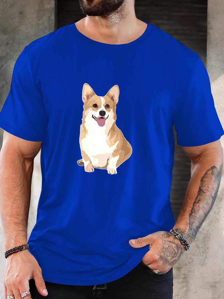 Lovely Corgi Dog Graphic Unisexs Crew Neck Short Sleeve Tee Soft Summer Casual Top For Unisex Daily Outdoor Street Fashion Outfit Wear