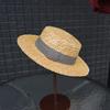 Retro Straw Wheat Ears Floral Stripes Men And Women Summer Shading Sun Protection Wide Brim Flat Top Top Hat Vacation Beach Straw Hat