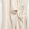 2025 Spring/Summer Women's Silk Satin Pleated Pullover Dress with Round Neck and Short Sleeves