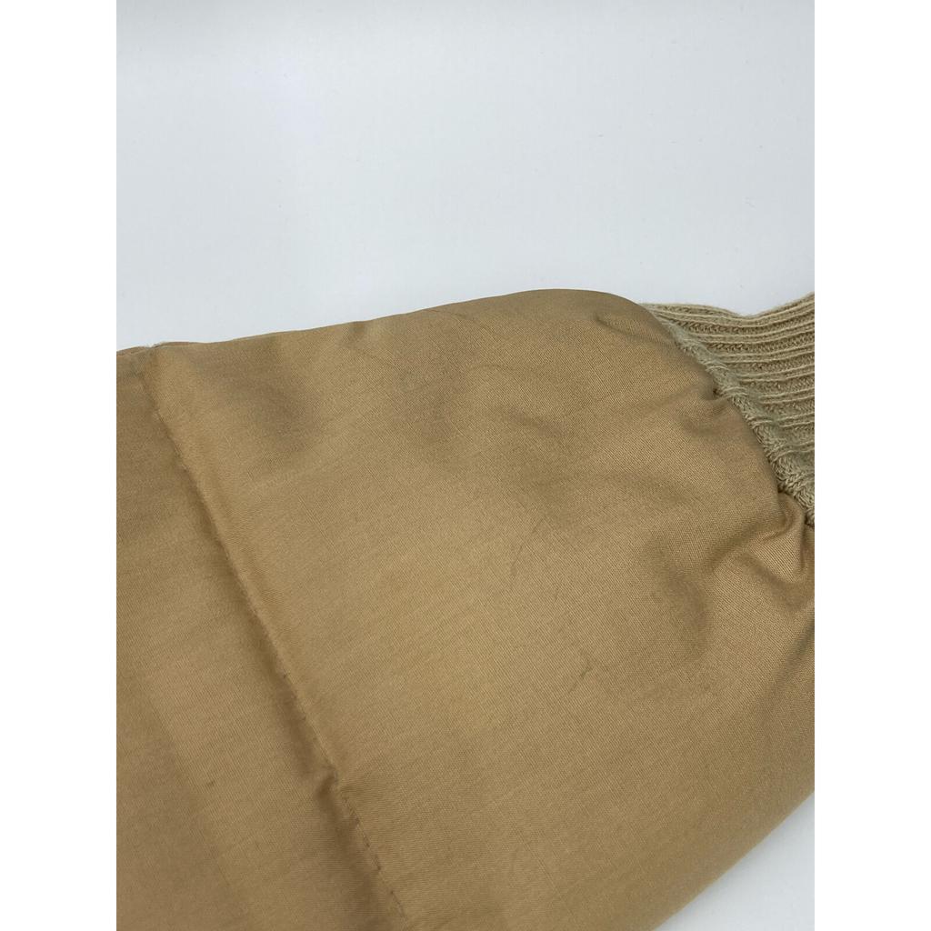 HUNTING WORLD 44004TA Beige Leather Logo Patch Sleeve Ribbed Down Jacket Jacket 38 beigeUsed