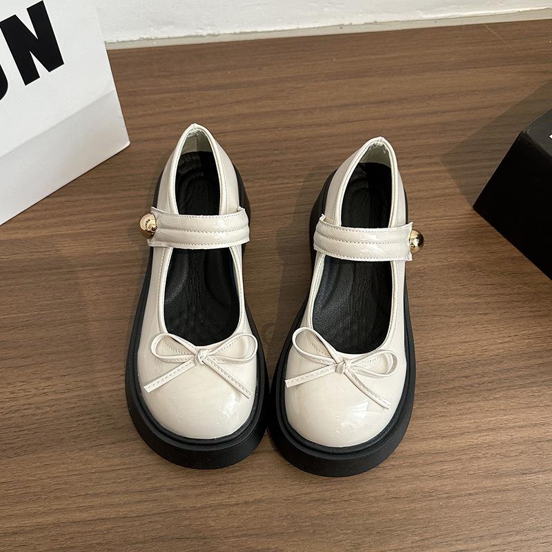 

Британский стиль милые туфли Мэри Джейн 2025 новая весна круглый носок черные японские туфли на платформе маленькие кожаные туфли женские универсальные одинарные туфли 39 бежевый