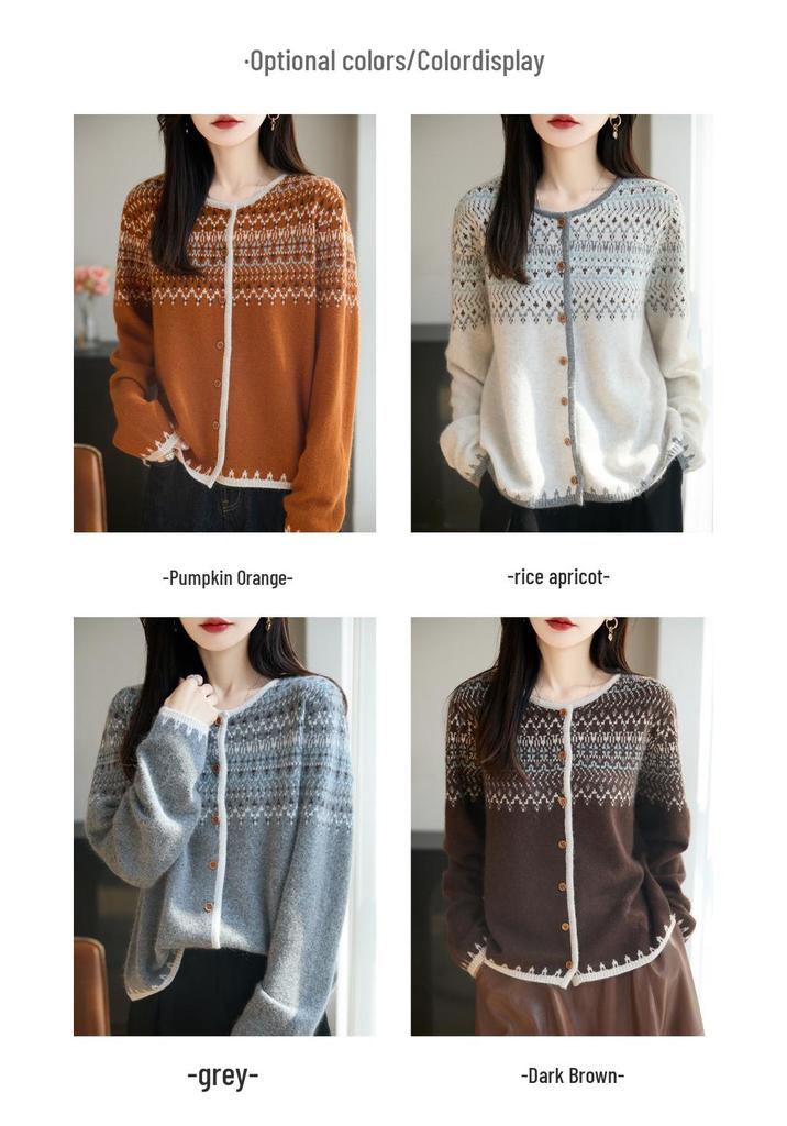 Women's 2025 Winter Fair Isle Jacquard Cardigan - Age-Reducing, Single-Breasted, Stylish and Chic