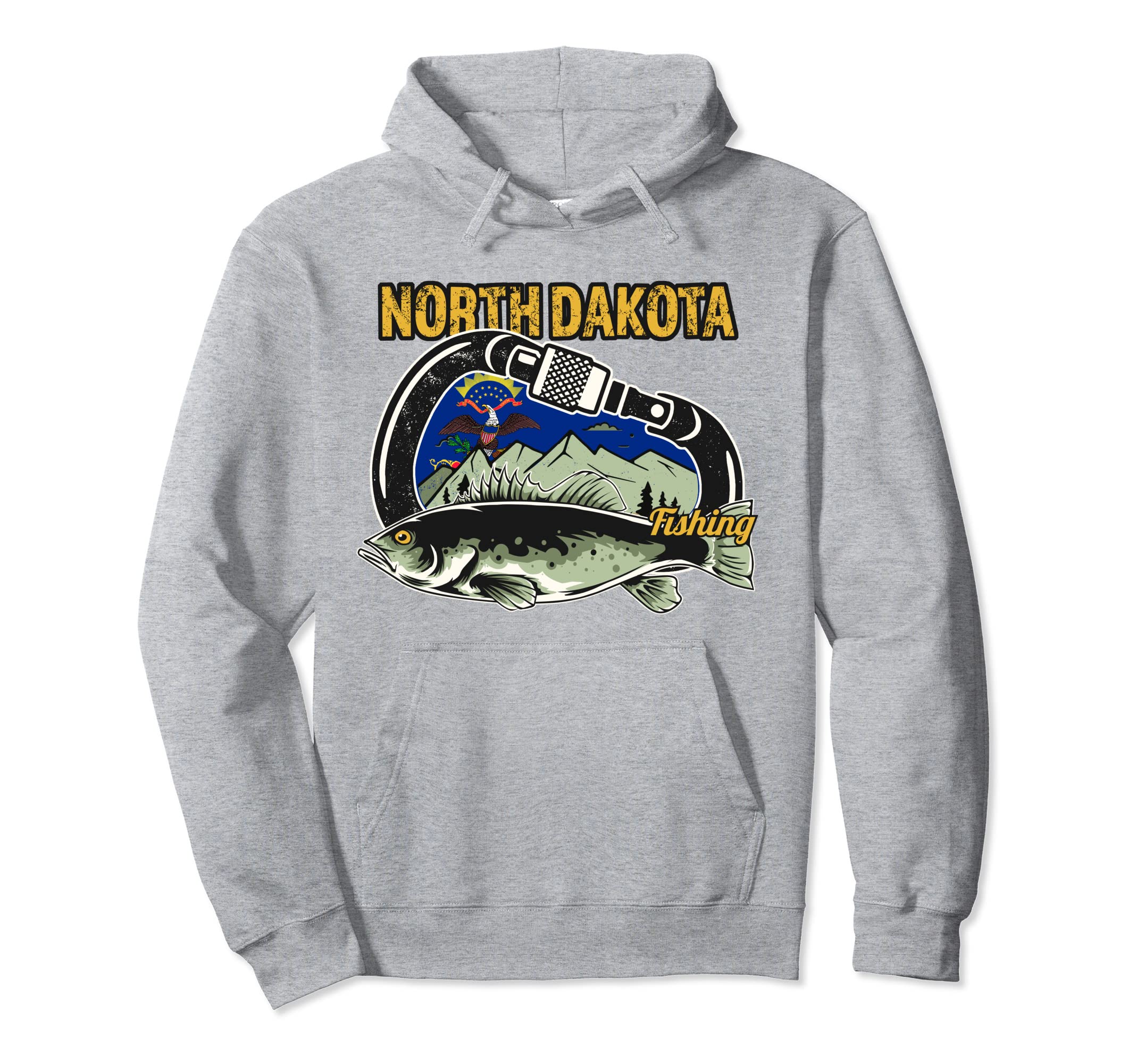 Retro Carabiner North Dakota Fishing Hoodie