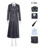 Adult Wednesday The Addams Theme Dress Cosplay Costume Wigs Nevermore School Uniform Dress Shirt Coat Tie Outfit Halloween Suit