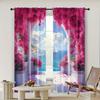 2pc,  Curtain depicts a waterfront arch surrounded by flowers Versatile Polyester,Without Electricity Birthday Party Suitable