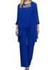 Womens Chiffon Pant Suits 3 Piece Mother of The Bride Wedding Outfit Evening Gowns Dress Suit