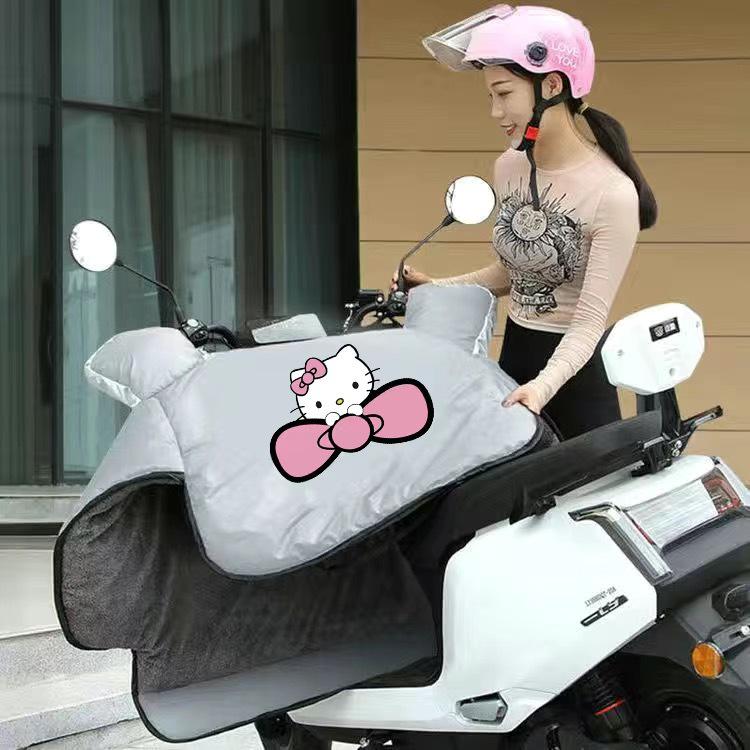 Pink Kitty Universal Electric Car and Motorcycle Windshield Cover with Fleece Lining - Waterproof and Windproof for All Seasons
