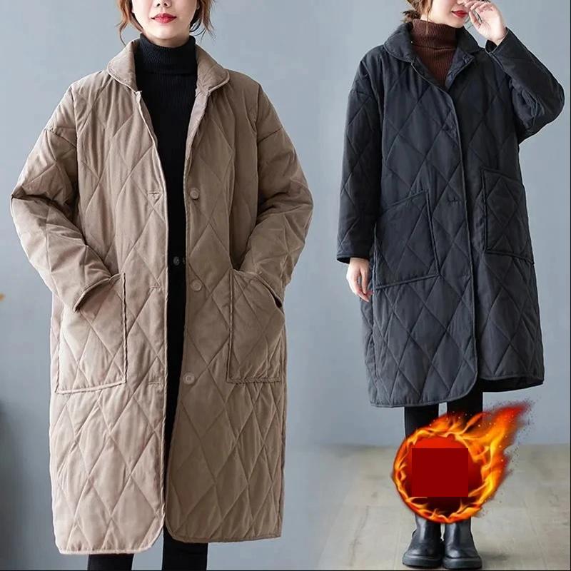 Winter Coat Korean Style Long Cotton-Padded Coat Womens Casual Parka Jacket Clothing Female Thin Outerwear