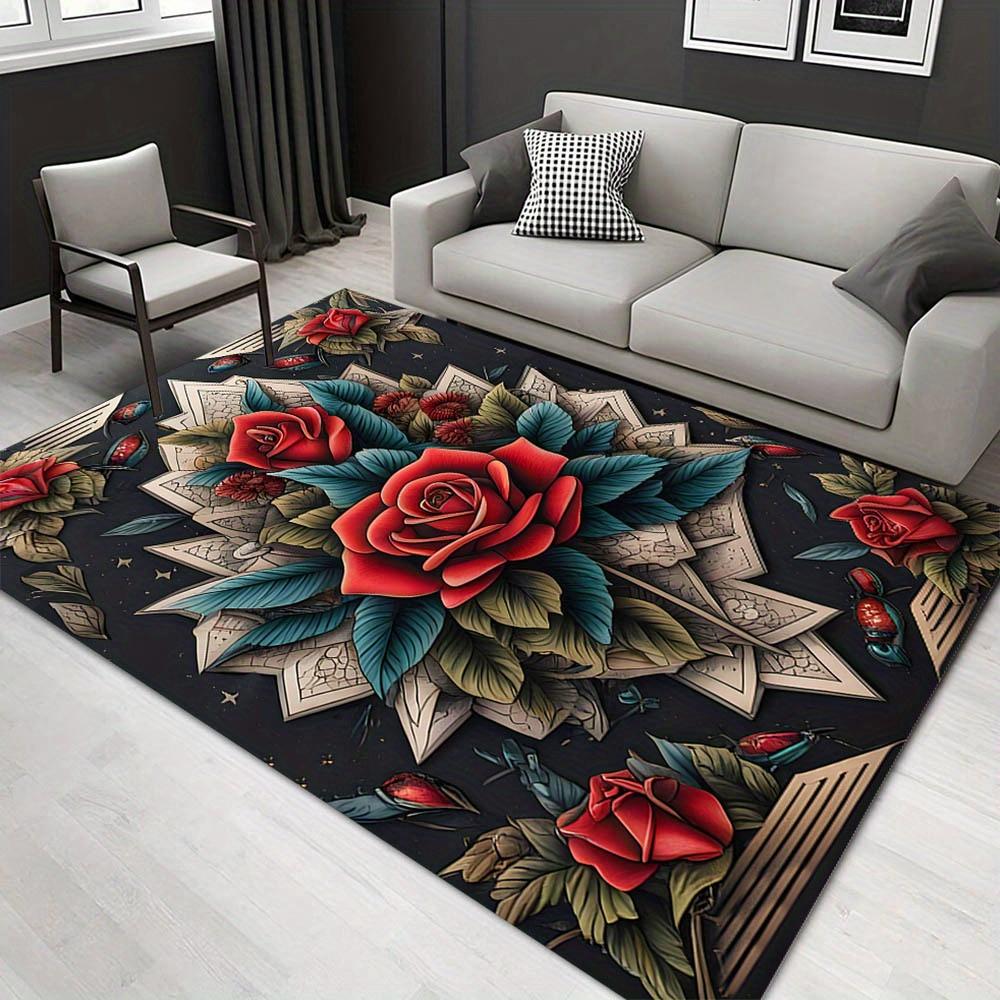 

1pc 1595514030Pattern Carpet, Area Rug For Living Room Bedroom Room Bed Chair Laundry Entryway Corridor Yard Non-slip Outdoor Camping Rug Fl 60cm by 90cm