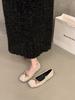 Flat-bottomed French Square Head Versatile Single Shoes Women's Shoes 2025 New Spring and Autumn Bow Retro Suede Commuter Shoes
