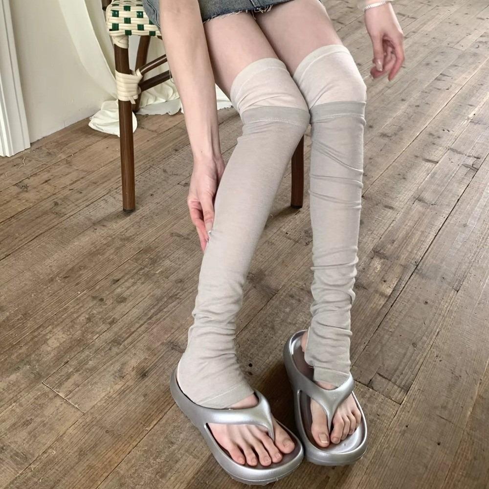 Sun Protection Thin Slouch Socks Breathable Leg Socks Casual Footed Socks  Women