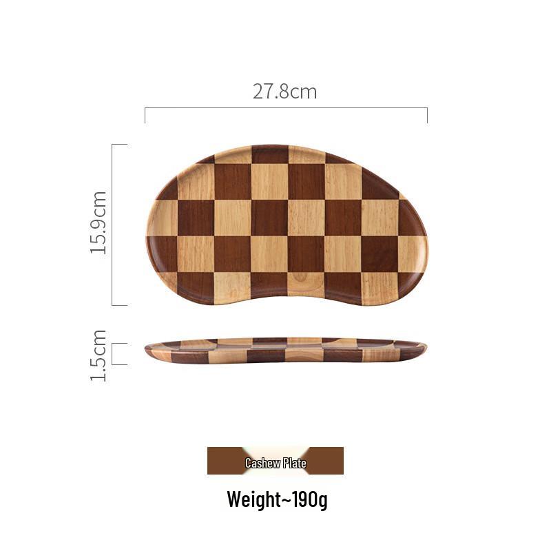 Ru Han Chessboard Pattern Wooden Serving Plates, Set of 2