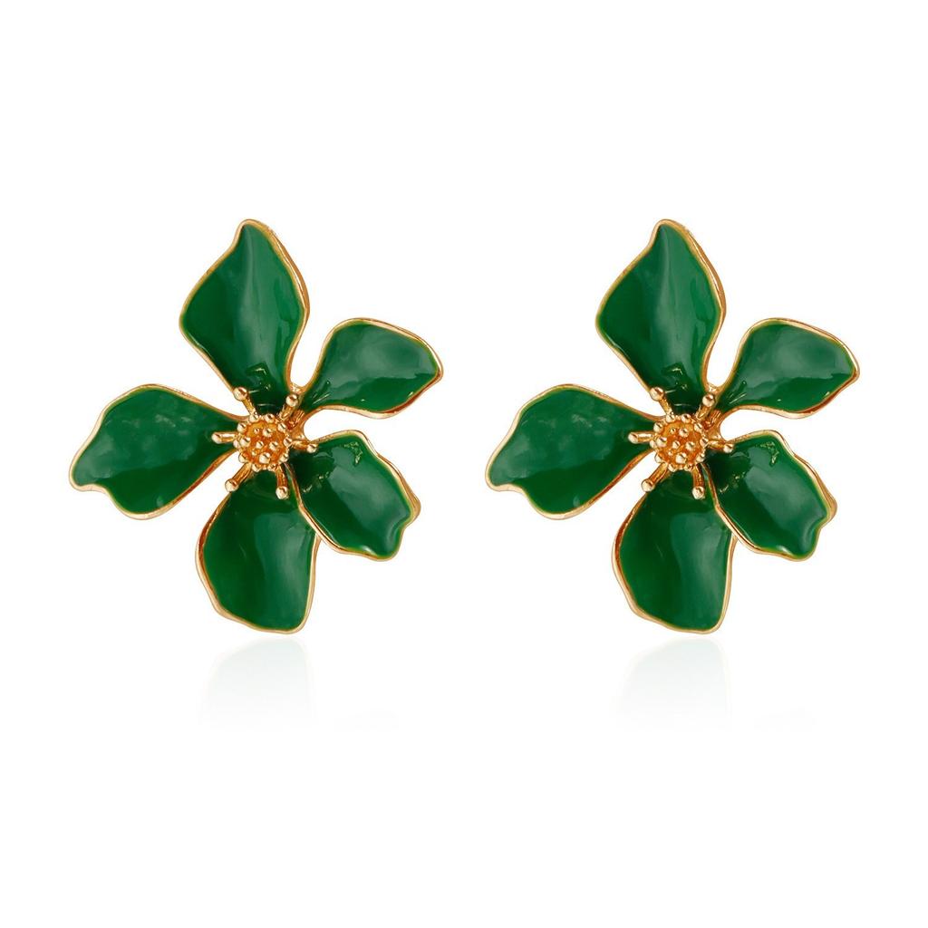1111 European and American popular oil dripping flower earrings atmospheric high-end temperament simple earrings earrings