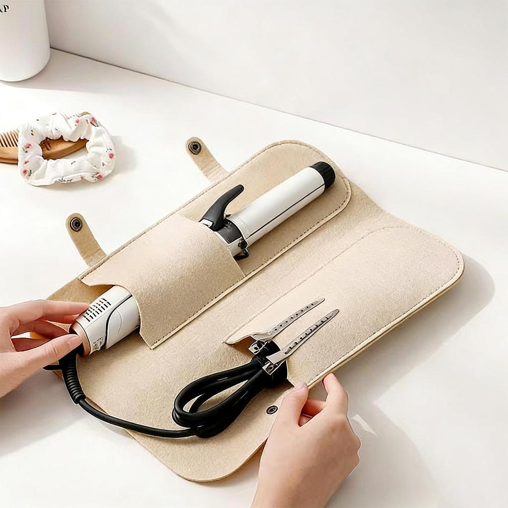 Hair Straightener Bag Styling Tool Straightener Organizer Flat Iron Travel Case Heat Insulation Mat for Brush Attachments