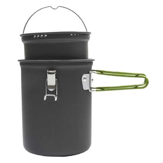 3Pcs/Set Camping Pots with Storage Bag Foldable Handles Aluminum Alloy Compact Backpacking Pot Non-Stick Surface Hiking Pot Set