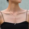 Personal Cold Wind, Pearl Fringed Long Necklace Adjustable Metal Collarbone Chain