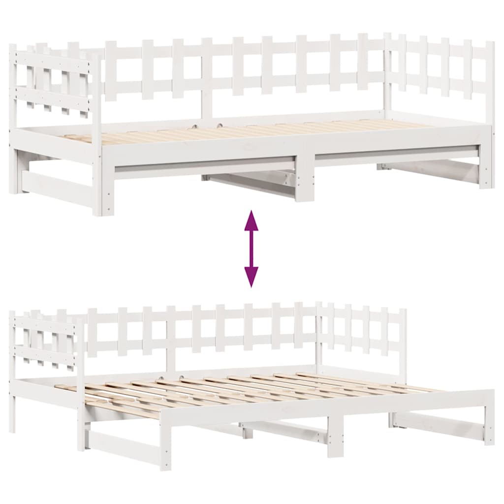 Daybed Pull out with Drawers without Mattress White 90x190cm