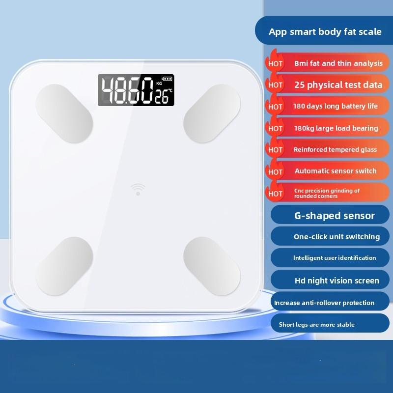 Smart Digital Body Scale, Rechargeable BMI Weight Scale, Electronic Body Fat Scale, LED Display Health Monitor for Home