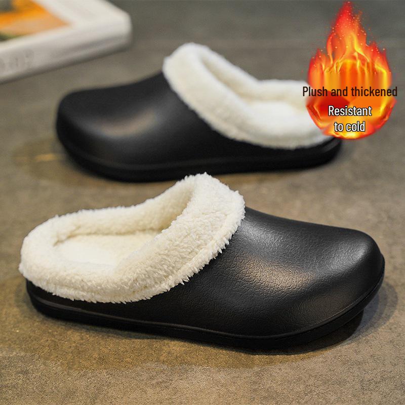 

Зимние водонепроницаемые тапочки из хлопка ЭВА большого размера 2024 для мужчин - нескользящие, с бархатной подкладкой 42-43 чёрный