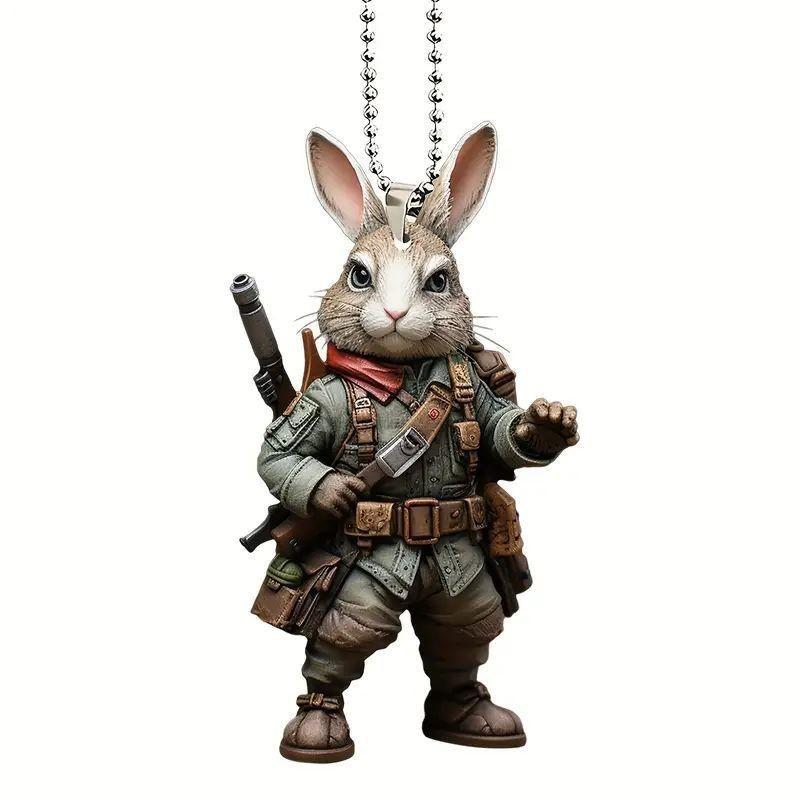 Cartoon Creative Acrylic Animal Gunner Car Hanging Ornament For Festive Interior Style