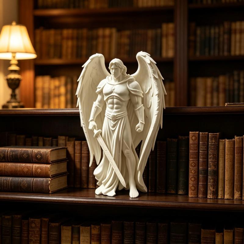 3D Printed Small Winged Male Angel Ornament Figurine White Statue With Stable Base For Home Decor
