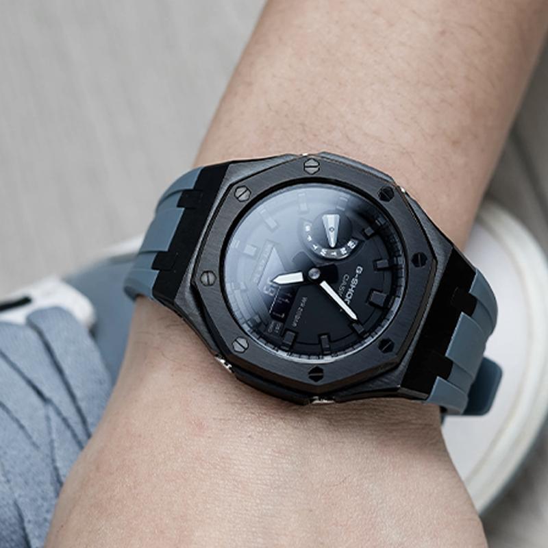 Casio Herren Flüssigkristall/Analog Dual-Display Serie Schwarze Uhr GA-2100-7A-