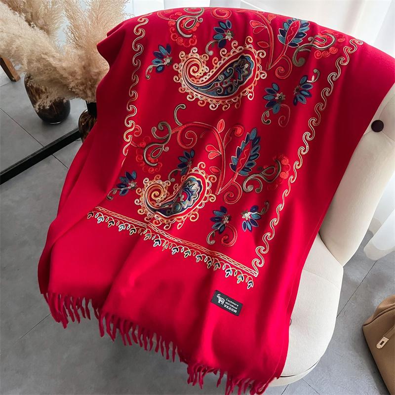 Luxury Thick Warm Shawl Winter Paisley Pashmina Blanket Poncho Stoles Print Cashmere Scarf Women Travel Wraps Bufanda Female