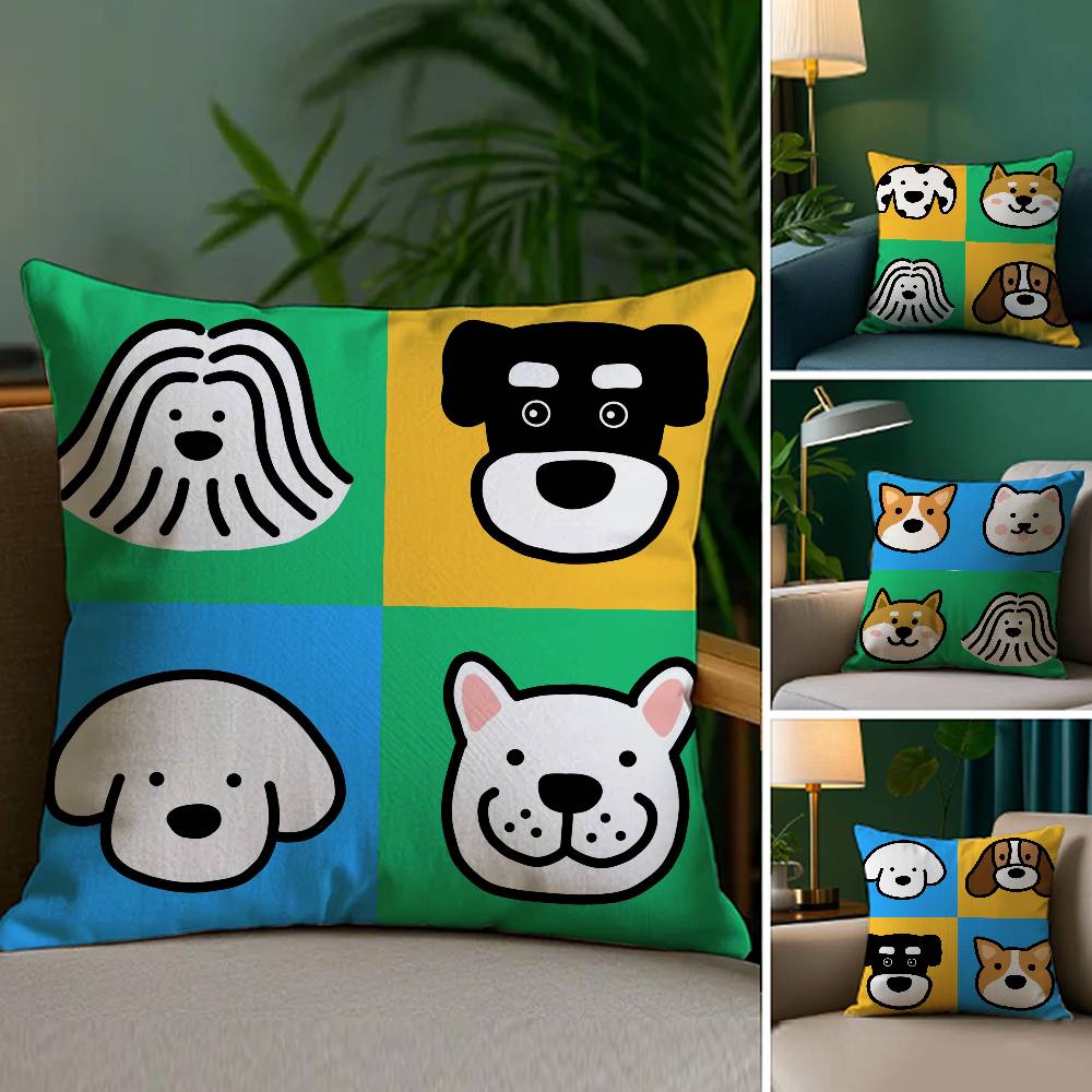 Cartoon Simple Cute Dog Pillow Case Plush Fabric Soft Double Sided Print Home Sofa High Quality Cushion Cover Throw